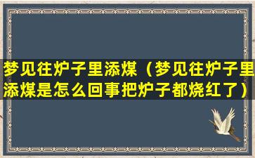 梦见往炉子里添煤（梦见往炉子里添煤是怎么回事把炉子都烧红了）