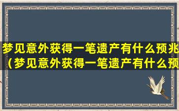 梦见意外获得一笔遗产有什么预兆（梦见意外获得一笔遗产有什么预兆解梦）