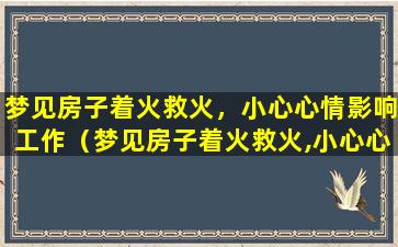 梦见房子着火救火，小心心情影响工作（梦见房子着火救火,小心心情影响工作）