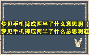 梦见手机摔成两半了什么意思啊（梦见手机摔成两半了什么意思啊准备参加婚礼）