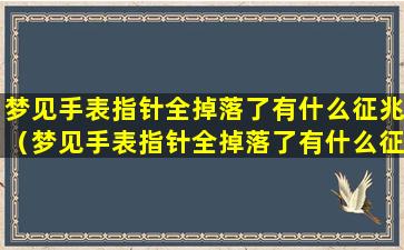 梦见手表指针全掉落了有什么征兆（梦见手表指针全掉落了有什么征兆吗）