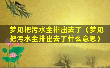 梦见把污水全排出去了（梦见把污水全排出去了什么意思）