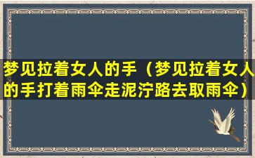 梦见拉着女人的手（梦见拉着女人的手打着雨伞走泥泞路去取雨伞）