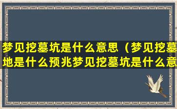 梦见挖墓坑是什么意思（梦见挖墓地是什么预兆梦见挖墓坑是什么意思）