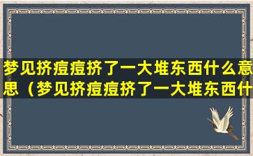 梦见挤痘痘挤了一大堆东西什么意思（梦见挤痘痘挤了一大堆东西什么意思啊）