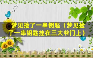 梦见捡了一串钥匙（梦见捡了一串钥匙挂在三大爷门上）