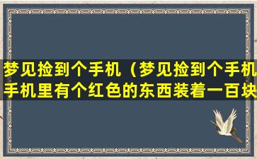 梦见捡到个手机（梦见捡到个手机手机里有个红色的东西装着一百块）