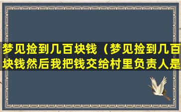 梦见捡到几百块钱（梦见捡到几百块钱然后我把钱交给村里负责人是什么意思）