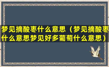 梦见摘酸枣什么意思（梦见摘酸枣什么意思梦见好多葡萄什么意思）