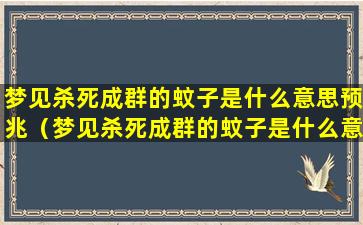 梦见杀死成群的蚊子是什么意思预兆（梦见杀死成群的蚊子是什么意思预兆解梦）