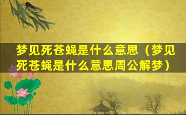 梦见死苍蝇是什么意思（梦见死苍蝇是什么意思周公解梦）