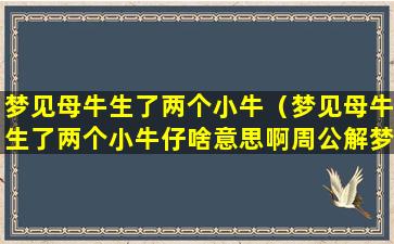 梦见母牛生了两个小牛（梦见母牛生了两个小牛仔啥意思啊周公解梦）