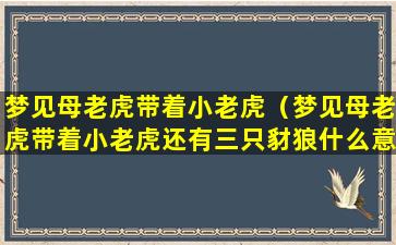 梦见母老虎带着小老虎（梦见母老虎带着小老虎还有三只豺狼什么意思）