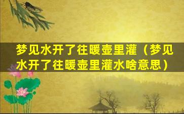 梦见水开了往暖壶里灌（梦见水开了往暖壶里灌水啥意思）