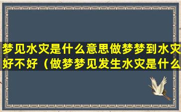 梦见水灾是什么意思做梦梦到水灾好不好（做梦梦见发生水灾是什么意思）