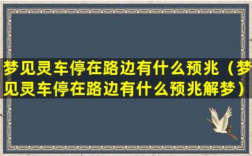 梦见灵车停在路边有什么预兆（梦见灵车停在路边有什么预兆解梦）