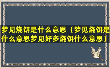 梦见烧饼是什么意思（梦见烧饼是什么意思梦见好多烧饼什么意思）