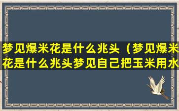 梦见爆米花是什么兆头（梦见爆米花是什么兆头梦见自己把玉米用水洗去爆玉花）