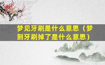 梦见牙刷是什么意思（梦到牙刷掉了是什么意思）