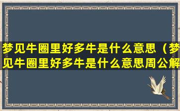 梦见牛圈里好多牛是什么意思（梦见牛圈里好多牛是什么意思周公解梦）