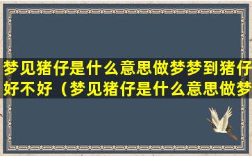 梦见猪仔是什么意思做梦梦到猪仔好不好（梦见猪仔是什么意思做梦梦到猪仔好不好呀）