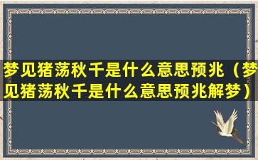 梦见猪荡秋千是什么意思预兆（梦见猪荡秋千是什么意思预兆解梦）