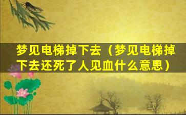 梦见电梯掉下去（梦见电梯掉下去还死了人见血什么意思）