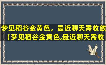 梦见稻谷金黄色，最近聊天需收敛（梦见稻谷金黄色,最近聊天需收敛）