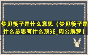 梦见筷子是什么意思（梦见筷子是什么意思有什么预兆_周公解梦）