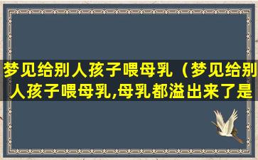 梦见给别人孩子喂母乳（梦见给别人孩子喂母乳,母乳都溢出来了是什么意思）