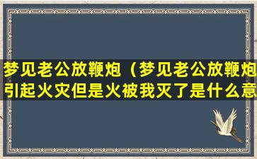 梦见老公放鞭炮（梦见老公放鞭炮引起火灾但是火被我灭了是什么意思）