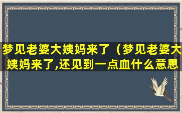 梦见老婆大姨妈来了（梦见老婆大姨妈来了,还见到一点血什么意思）