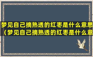 梦见自己摘熟透的红枣是什么意思（梦见自己摘熟透的红枣是什么意思啊）