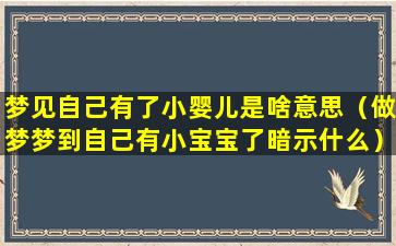 梦见自己有了小婴儿是啥意思（做梦梦到自己有小宝宝了暗示什么）