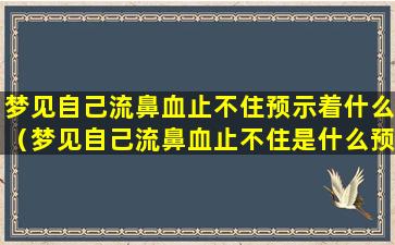 梦见自己流鼻血止不住预示着什么（梦见自己流鼻血止不住是什么预兆周公解梦本人女2020）