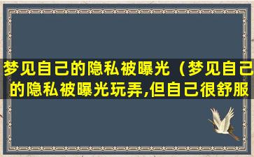 梦见自己的隐私被曝光（梦见自己的隐私被曝光玩弄,但自己很舒服是什么意思）