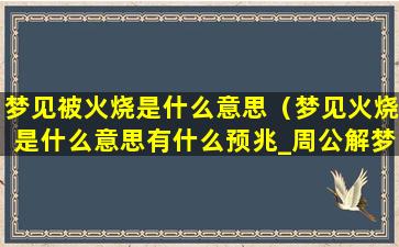 梦见被火烧是什么意思（梦见火烧是什么意思有什么预兆_周公解梦）