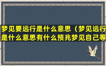 梦见要远行是什么意思（梦见远行是什么意思有什么预兆梦见自己等不到车）