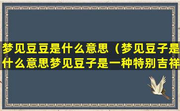 梦见豆豆是什么意思（梦见豆子是什么意思梦见豆子是一种特别吉祥的象征）