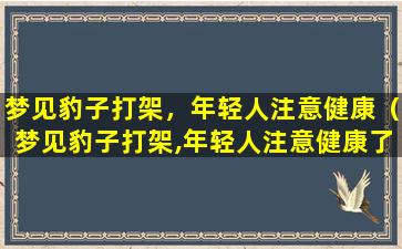 梦见豹子打架，年轻人注意健康（梦见豹子打架,年轻人注意健康了）