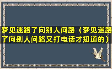 梦见迷路了向别人问路（梦见迷路了向别人问路又打电话才知道的）