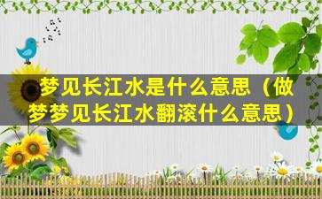 梦见长江水是什么意思（做梦梦见长江水翻滚什么意思）