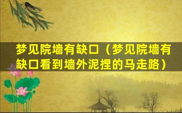 梦见院墙有缺口（梦见院墙有缺口看到墙外泥捏的马走路）