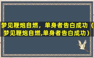 梦见鞭炮自燃，单身者告白成功（梦见鞭炮自燃,单身者告白成功）