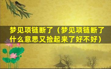 梦见项链断了（梦见项链断了什么意思又捡起来了好不好）