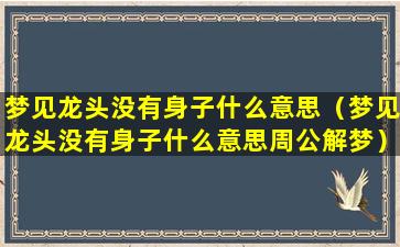 梦见龙头没有身子什么意思（梦见龙头没有身子什么意思周公解梦）