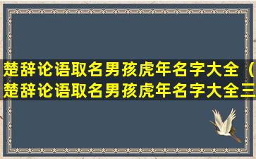 楚辞论语取名男孩虎年名字大全（楚辞论语取名男孩虎年名字大全三个字）