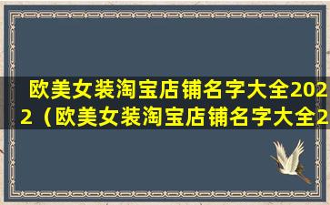 欧美女装淘宝店铺名字大全2022（欧美女装淘宝店铺名字大全2022最新）