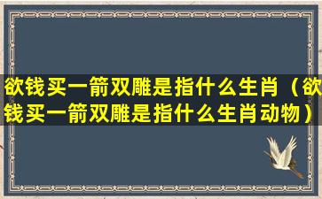 欲钱买一箭双雕是指什么生肖（欲钱买一箭双雕是指什么生肖动物）