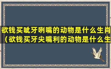 欲钱买呲牙咧嘴的动物是什么生肖（欲钱买牙尖嘴利的动物是什么生肖）